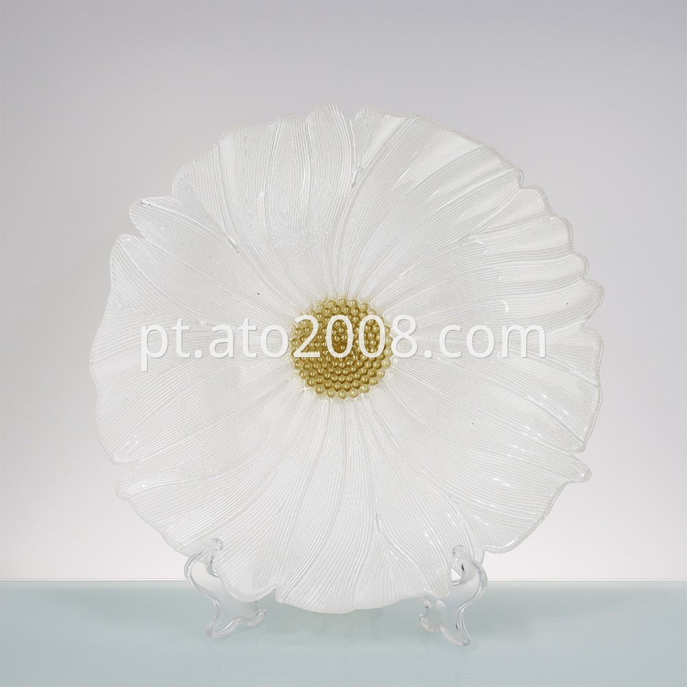 White Flower Glass Plate2 Jpg